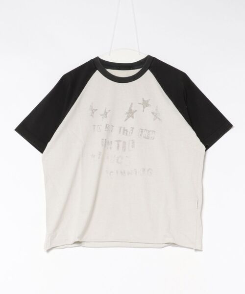 Never mind the XU（ネバーマインドザエックスユー）の「【Never mind the XU】star print raglan T-shirt / 【ネバーマインド ザ エックスユー】スタープリントラグラン半袖Tシャツ（Tシャツ/カットソー・メンズ・ホワイト/ブラック・M）」の2枚目の写真