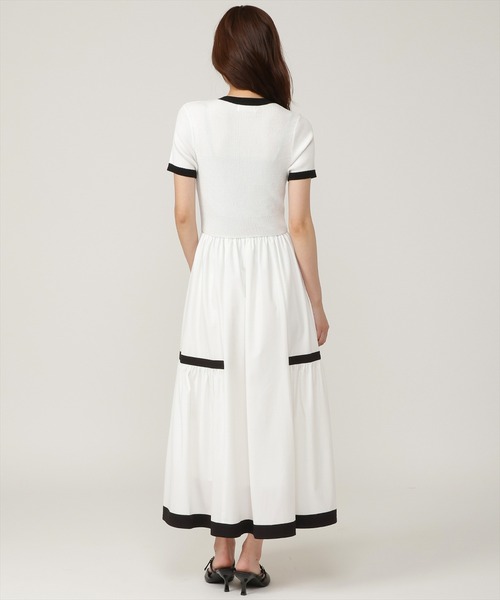 AND COUTURE(アンドクチュール)の「ラメ入り配色ドッキングワンピース(ワンピース・レディース・ブラック/ピンク/ホワイト/ネイビー/ベージュ・FREE)」の7枚目の写真