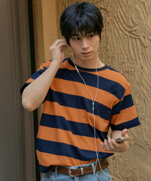 メロンストライプ半袖Tシャツ_ORANGE(WB6TP26)