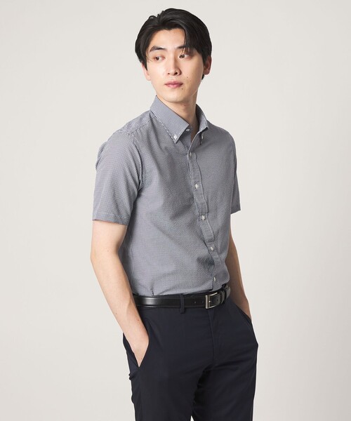 A DAY IN THE LIFE UNITED ARROWS（アデイインザライフユナイテッドアローズ）の「Dot Air® チェック サッカー ボタンダウン シャツ-ストレッチ-＜A DAY IN THE LIFE＞（シャツ/ブラウス・メンズ・ホワイト/ネイビー/ロイヤルブルー/その他1・M/L/S/XL）」の4枚目の写真