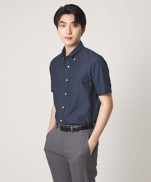 A DAY IN THE LIFE UNITED ARROWS（アデイインザライフユナイテッドアローズ）の「Dot Air® チェック サッカー ボタンダウン シャツ-ストレッチ-＜A DAY IN THE LIFE＞（シャツ/ブラウス・メンズ・ホワイト/ネイビー/ロイヤルブルー/その他1・M/L/S/XL）」の3枚目の写真