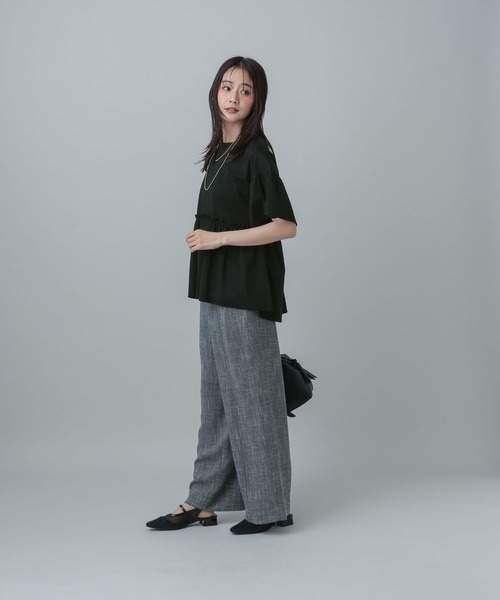 GLOBAL WORK(グローバルワーク)の「MATINEE LINE/カラミリネンライクワイドパンツ/670038(その他パンツ・レディース・ブラック×ホワイト/ベージュ/ブラウン系8・SMALL/MEDIUM/LARGE)」の5枚目の写真