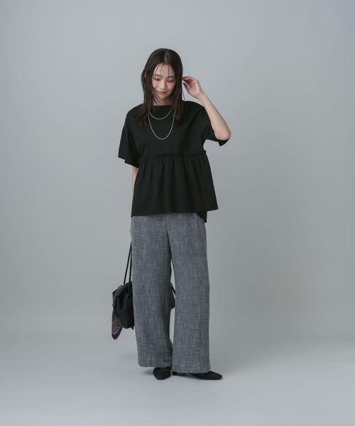 GLOBAL WORK(グローバルワーク)の「MATINEE LINE/カラミリネンライクワイドパンツ/670038(その他パンツ・レディース・ブラック×ホワイト/ベージュ/ブラウン系8・SMALL/MEDIUM/LARGE)」の6枚目の写真