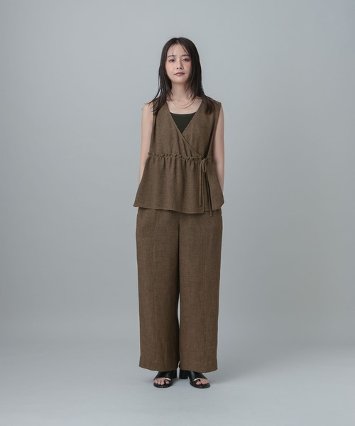 GLOBAL WORK(グローバルワーク)の「MATINEE LINE/カラミリネンライクワイドパンツ/670038(その他パンツ・レディース・ブラック×ホワイト/ベージュ/ブラウン系8・SMALL/MEDIUM/LARGE)」の10枚目の写真