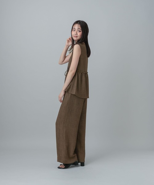 GLOBAL WORK(グローバルワーク)の「MATINEE LINE/カラミリネンライクワイドパンツ/670038(その他パンツ・レディース・ブラック×ホワイト/ベージュ/ブラウン系8・SMALL/MEDIUM/LARGE)」の12枚目の写真