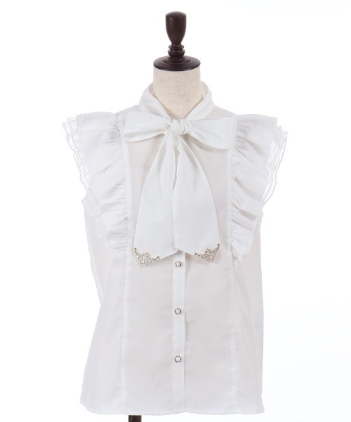 axes femme POETIQUE（アクシーズファムポエティック）の「チュールフリルノースリブラウス（シャツ/ブラウス・レディース・ホワイト/ブラック/サックスブルー・MEDIUM）」の16枚目の写真
