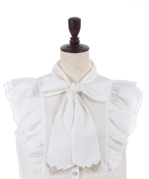 axes femme POETIQUE（アクシーズファムポエティック）の「チュールフリルノースリブラウス（シャツ/ブラウス・レディース・ホワイト/ブラック/サックスブルー・MEDIUM）」の19枚目の写真
