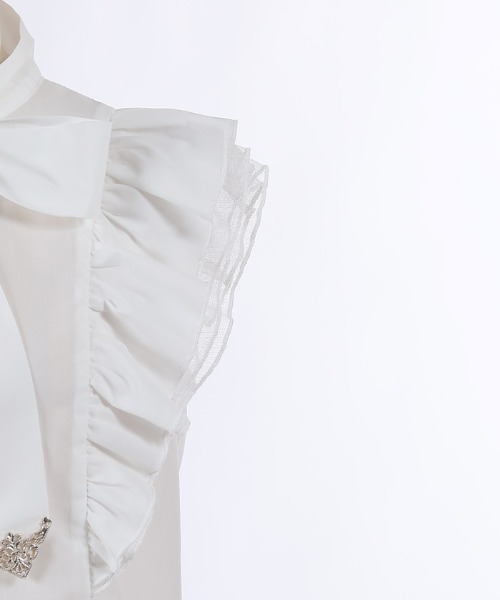 axes femme POETIQUE（アクシーズファムポエティック）の「チュールフリルノースリブラウス（シャツ/ブラウス・レディース・ホワイト/ブラック/サックスブルー・MEDIUM）」の22枚目の写真