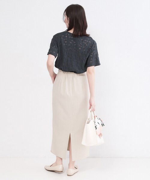 OPAQUE.CLIP(オペークドットクリップ)の「レースジャカードカットソー【洗濯機OK】(Tシャツ/カットソー・レディース・ホワイト/チャコールグレー/ブラウン系その他/イエロー系その他・38/42/40)」の14枚目の写真