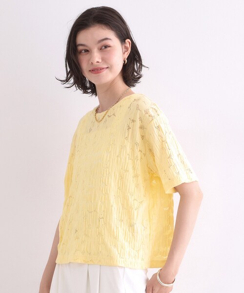 OPAQUE.CLIP(オペークドットクリップ)の「レースジャカードカットソー【洗濯機OK】(Tシャツ/カットソー・レディース・ホワイト/チャコールグレー/ブラウン系その他/イエロー系その他・38/42/40)」の16枚目の写真