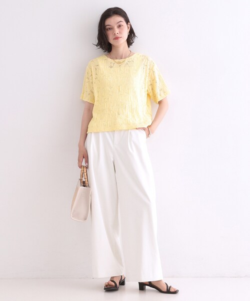 OPAQUE.CLIP(オペークドットクリップ)の「レースジャカードカットソー【洗濯機OK】(Tシャツ/カットソー・レディース・ホワイト/チャコールグレー/ブラウン系その他/イエロー系その他・38/42/40)」の17枚目の写真