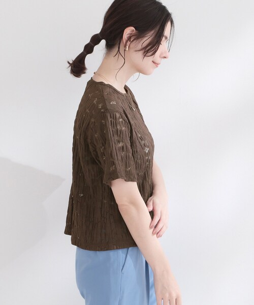 OPAQUE.CLIP(オペークドットクリップ)の「レースジャカードカットソー【洗濯機OK】(Tシャツ/カットソー・レディース・ホワイト/チャコールグレー/ブラウン系その他/イエロー系その他・38/42/40)」の20枚目の写真