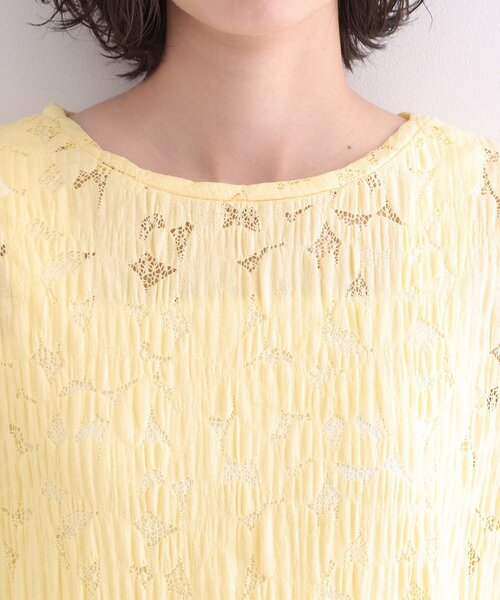 OPAQUE.CLIP(オペークドットクリップ)の「レースジャカードカットソー【洗濯機OK】(Tシャツ/カットソー・レディース・ホワイト/チャコールグレー/ブラウン系その他/イエロー系その他・38/42/40)」の5枚目の写真