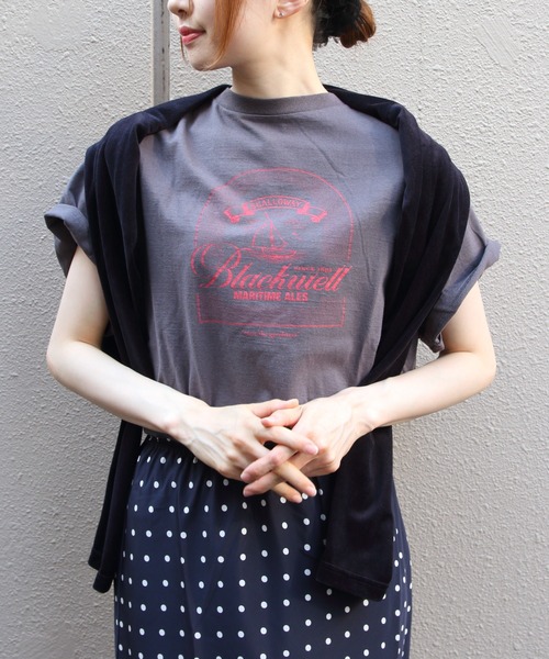 THE SHINZONE(ザ シンゾーン)の「THE SHINZONE/シンゾーン ブラックウェルTEE Blackwell TEE 26AMSCU11(Tシャツ/カットソー・レディース・チャコールグレー/ホワイト・FREE)」の1枚目の写真