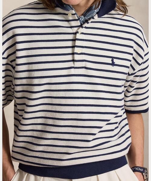 POLO RALPH LAUREN（ポロ ラルフ ローレン）の「リラックス フィット ストライプド テクスチャード ポロシャツ（ポロシャツ・メンズ・ナチュラル・L/M/S/XS）」の5枚目の写真