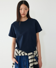 ソリッド半袖クロップTシャツ_ダークネイビー9106222781