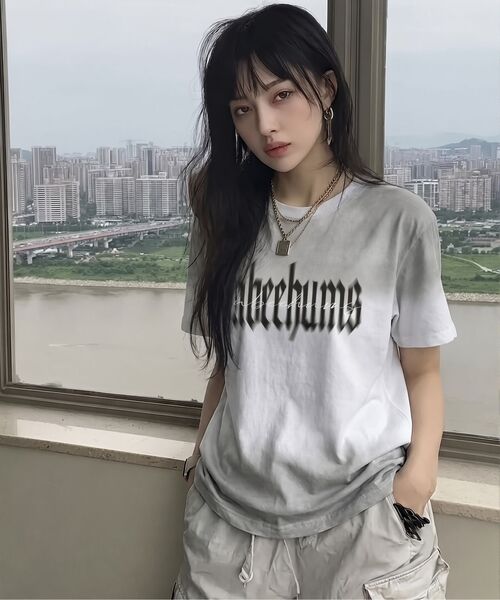 ABEEHUMS(アビハムズ)の「ペインテッドスモークウォッシングシャドーハーフティーシャツ ABH365-117 グレー(Tシャツ/カットソー・レディース・グレー・FREE)」の6枚目の写真