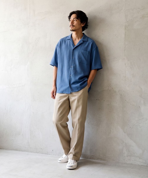 INTERPLAY(インタープレイ)の「【INTERPLAY】Open Collar Minimal S/S Shirt(シャツ/ブラウス・レディース・パープル/ネイビー系/レンガ/ピンク系その他/アイボリー/パープル系その他/サックスブルー/マスタード/サックスブルー系/ブラック・FREE)」の4枚目の写真