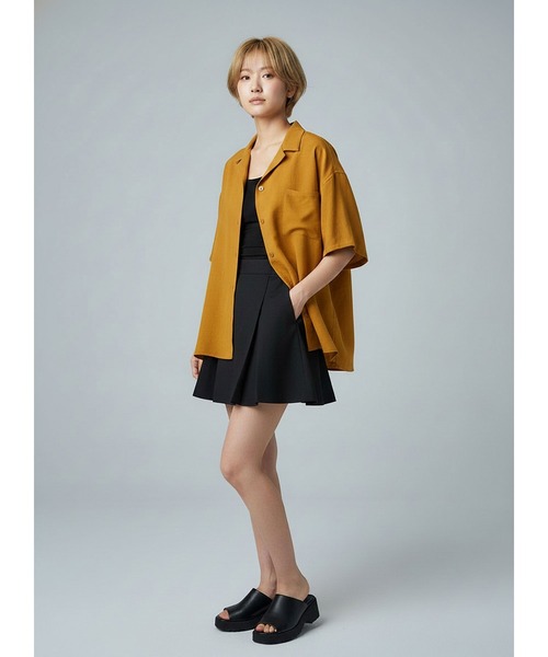 INTERPLAY(インタープレイ)の「【INTERPLAY】Open Collar Minimal S/S Shirt(シャツ/ブラウス・レディース・パープル/ネイビー系/レンガ/ピンク系その他/アイボリー/パープル系その他/サックスブルー/マスタード/サックスブルー系/ブラック・FREE)」の14枚目の写真