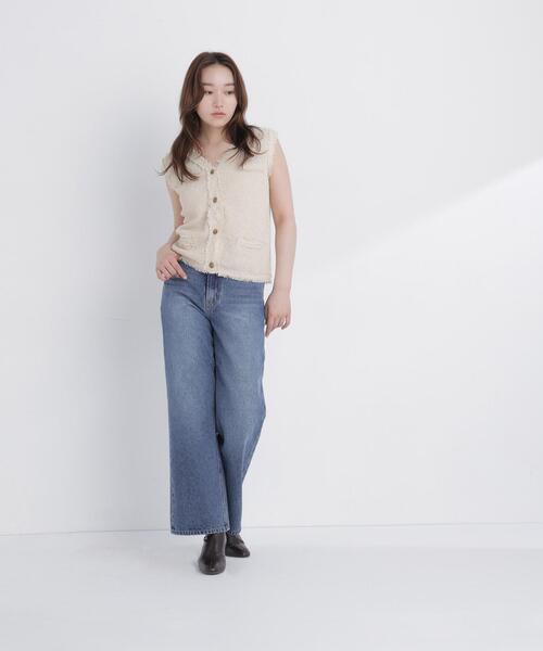 NATURAL BEAUTY BASIC(ナチュラルビューティーベーシック)の「ツイードニットベスト(ベスト・レディース・オフホワイト/ブラウン系その他/ブラック系その他2・フリ-)」の4枚目の写真