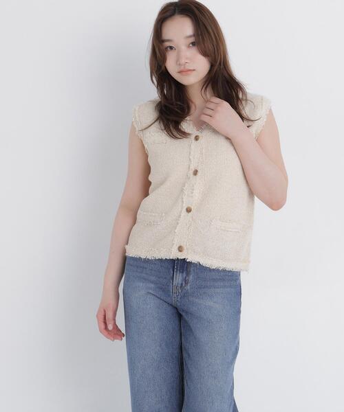 NATURAL BEAUTY BASIC(ナチュラルビューティーベーシック)の「ツイードニットベスト(ベスト・レディース・オフホワイト/ブラウン系その他/ブラック系その他2・フリ-)」の7枚目の写真