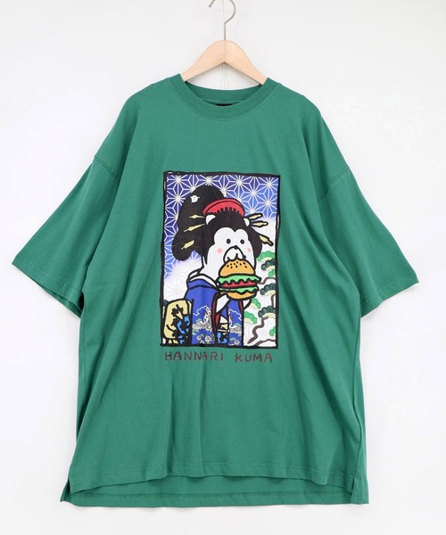 ScoLar(スカラー)の「362130:はんなりクマバーガー柄Tシャツ(Tシャツ/カットソー・レディース・オレンジ/オフホワイト/グリーン/ブラック・M)」の4枚目の写真