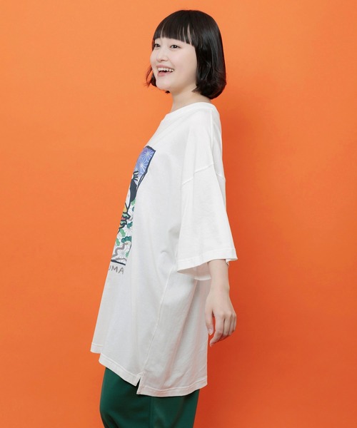 ScoLar(スカラー)の「362130:はんなりクマバーガー柄Tシャツ(Tシャツ/カットソー・レディース・オレンジ/オフホワイト/グリーン/ブラック・M)」の7枚目の写真