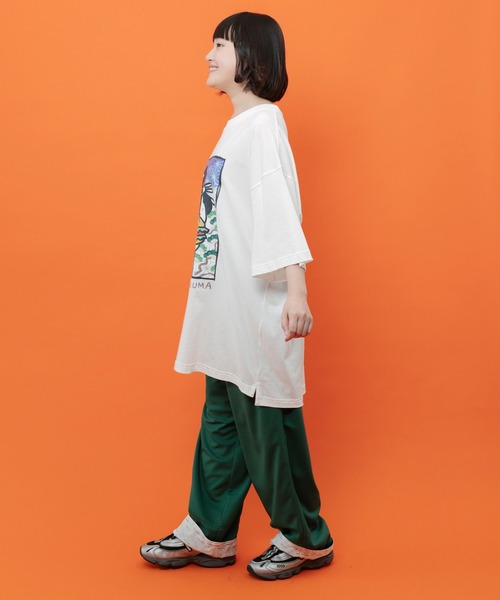 ScoLar(スカラー)の「362130:はんなりクマバーガー柄Tシャツ(Tシャツ/カットソー・レディース・オレンジ/オフホワイト/グリーン/ブラック・M)」の8枚目の写真
