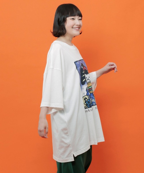 ScoLar(スカラー)の「362130:はんなりクマバーガー柄Tシャツ(Tシャツ/カットソー・レディース・オレンジ/オフホワイト/グリーン/ブラック・M)」の10枚目の写真