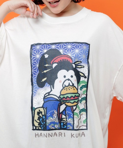 ScoLar(スカラー)の「362130:はんなりクマバーガー柄Tシャツ(Tシャツ/カットソー・レディース・オレンジ/オフホワイト/グリーン/ブラック・M)」の11枚目の写真