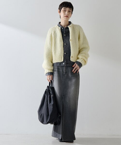 Whim Gazette(ウィムガゼット)の「<WEB限定カラーあり>ハンドニットカーディガン(カーディガン/ボレロ・レディース・チャコールグレー/イエロー・FREE)」の13枚目の写真