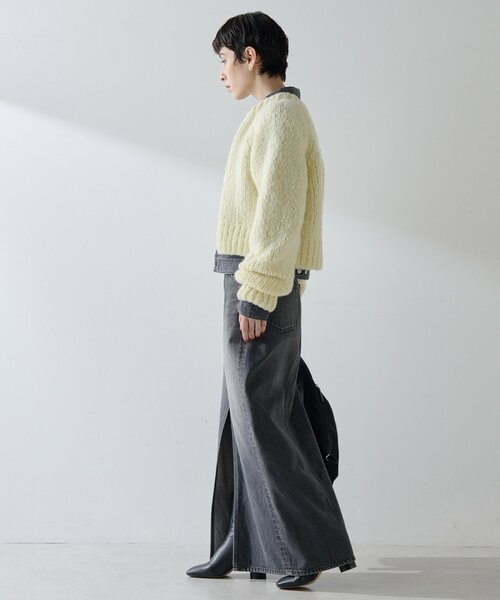Whim Gazette(ウィムガゼット)の「<WEB限定カラーあり>ハンドニットカーディガン(カーディガン/ボレロ・レディース・チャコールグレー/イエロー・FREE)」の14枚目の写真