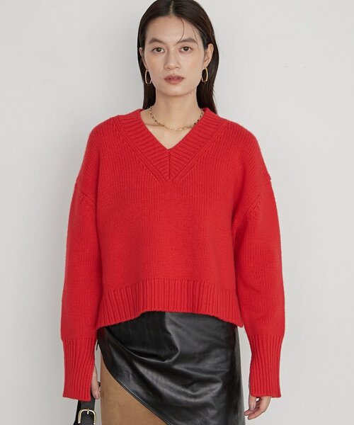 LOUNGEDRESS(ラウンジドレス)の「《イージーケア/セットアップ可》ヤクウール Vニット(ニット/セーター・レディース・グレー/レッド/ネイビー/キャメル・FREE)」の11枚目の写真