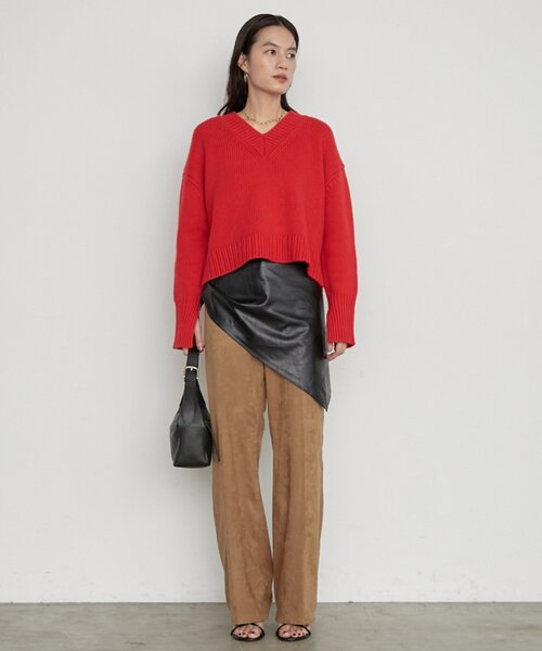 LOUNGEDRESS(ラウンジドレス)の「《イージーケア/セットアップ可》ヤクウール Vニット(ニット/セーター・レディース・グレー/レッド/ネイビー/キャメル・FREE)」の15枚目の写真