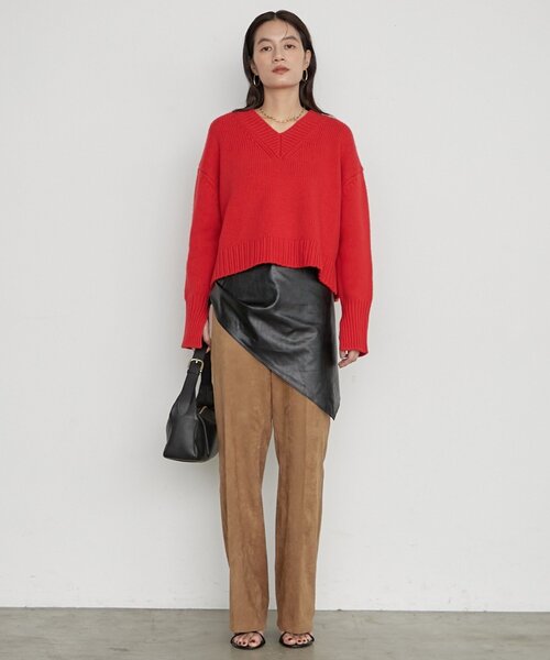 LOUNGEDRESS(ラウンジドレス)の「《イージーケア/セットアップ可》ヤクウール Vニット(ニット/セーター・レディース・グレー/レッド/ネイビー/キャメル・FREE)」の16枚目の写真