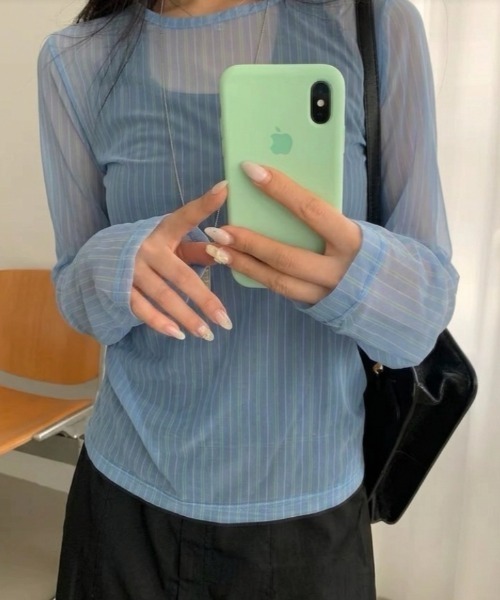 Vipoa(ヴィポア)の「stripe sheer tops(Tシャツ/カットソー・レディース・ブルー/グリーン・FREE)」の10枚目の写真