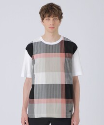 BLACK LABEL CRESTBRIDGE（ブラックレーベル・クレストブリッジ）の「パネルパナマサッカーチェックTシャツ（Tシャツ/カットソー・メンズ）」