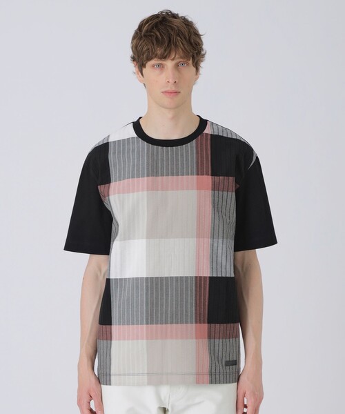 BLACK LABEL CRESTBRIDGE（ブラックレーベル・クレストブリッジ）の「パネルパナマサッカーチェックTシャツ（Tシャツ/カットソー・メンズ・オフホワイト/ブラック・XL/L/M）」の2枚目の写真