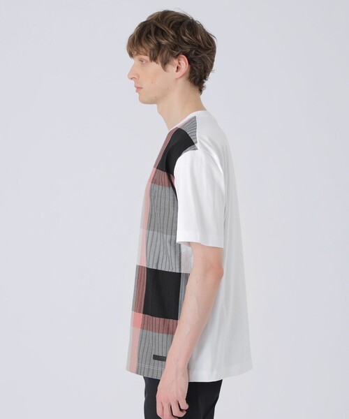 BLACK LABEL CRESTBRIDGE（ブラックレーベル・クレストブリッジ）の「パネルパナマサッカーチェックTシャツ（Tシャツ/カットソー・メンズ・オフホワイト/ブラック・XL/L/M）」の12枚目の写真