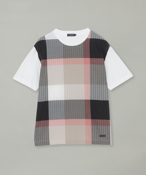 BLACK LABEL CRESTBRIDGE（ブラックレーベル・クレストブリッジ）の「パネルパナマサッカーチェックTシャツ（Tシャツ/カットソー・メンズ・オフホワイト/ブラック・XL/L/M）」の9枚目の写真