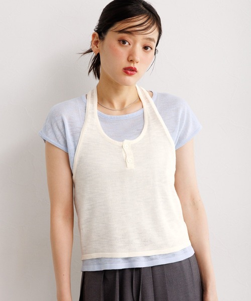 RAGEBLUE（レイジブルー）の「2SET/バイカラーホルターネックレイヤードトップス（Tシャツ/カットソー・レディース・グリーン系/ブルー系/レッド系・FREE）」の3枚目の写真