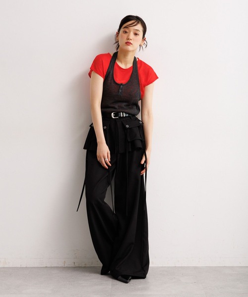 RAGEBLUE（レイジブルー）の「2SET/バイカラーホルターネックレイヤードトップス（Tシャツ/カットソー・レディース・グリーン系/ブルー系/レッド系・FREE）」の19枚目の写真