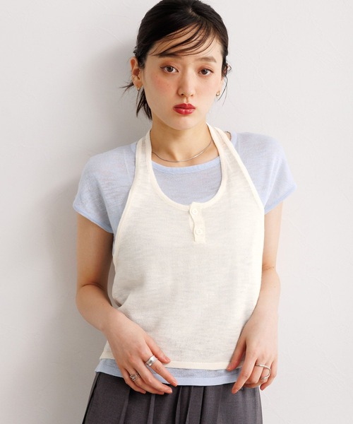 RAGEBLUE（レイジブルー）の「2SET/バイカラーホルターネックレイヤードトップス（Tシャツ/カットソー・レディース・グリーン系/ブルー系/レッド系・FREE）」の12枚目の写真