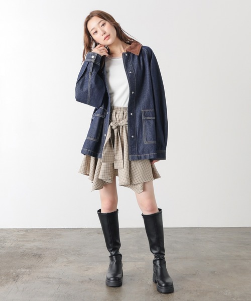 Honeys（ハニーズ）の「シャツ巻き風ミニスカート（スカート・レディース・レッド系その他2/ブラック系その他2/ネイビー系1/ベージュ×ブラック・L/LL/M/S）」の11枚目の写真