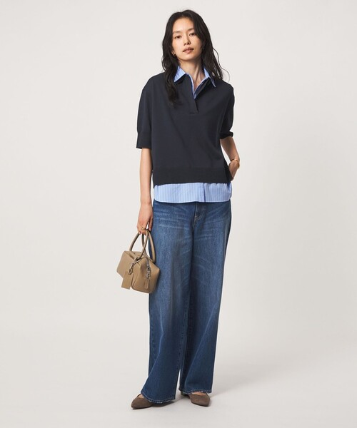 green label relaxing(グリーンレーベルリラクシング)の「2WAY スキッパー シャツ プルオーバー ニット 5分袖(ニット/セーター・レディース・グレー/ベージュ/ネイビー・FREE)」の17枚目の写真