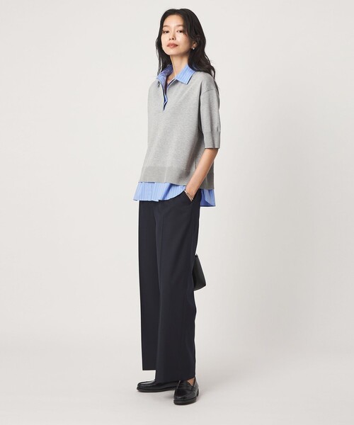 green label relaxing(グリーンレーベルリラクシング)の「2WAY スキッパー シャツ プルオーバー ニット 5分袖(ニット/セーター・レディース・グレー/ベージュ/ネイビー・FREE)」の20枚目の写真