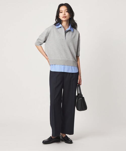 green label relaxing(グリーンレーベルリラクシング)の「2WAY スキッパー シャツ プルオーバー ニット 5分袖(ニット/セーター・レディース・グレー/ベージュ/ネイビー・FREE)」の21枚目の写真