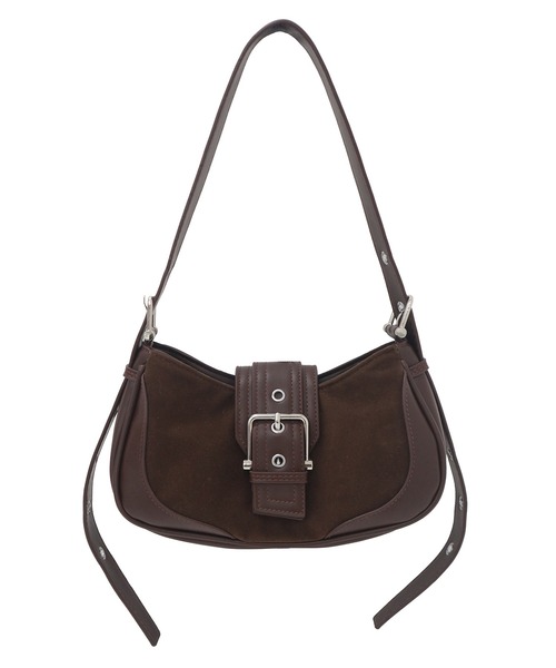 HEILIS(ヘイリス)の「ベルトミニショルダーバッグ / ショルダーバッグ レディース ミニバッグ ハンドバッグ 2WAY フェイクスウェード 合皮 配色 ベルトデザイン 斜め掛け 肩掛け 韓国 春服 秋服 冬服(ハンドバッグ・レディース・キャメル/ブラウン/ブラック・FREE)」の9枚目の写真