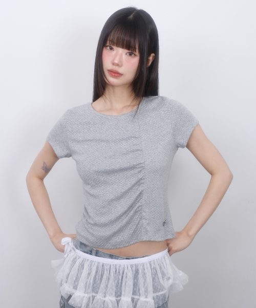 LMR(エルエムアール)の「ドットシャーリング半袖TシャツGREY(Tシャツ/カットソー・レディース・ライトグレー・SMALL/MEDIUM)」の2枚目の写真