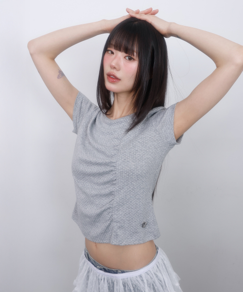 LMR(エルエムアール)の「ドットシャーリング半袖TシャツGREY(Tシャツ/カットソー・レディース・ライトグレー・SMALL/MEDIUM)」の3枚目の写真